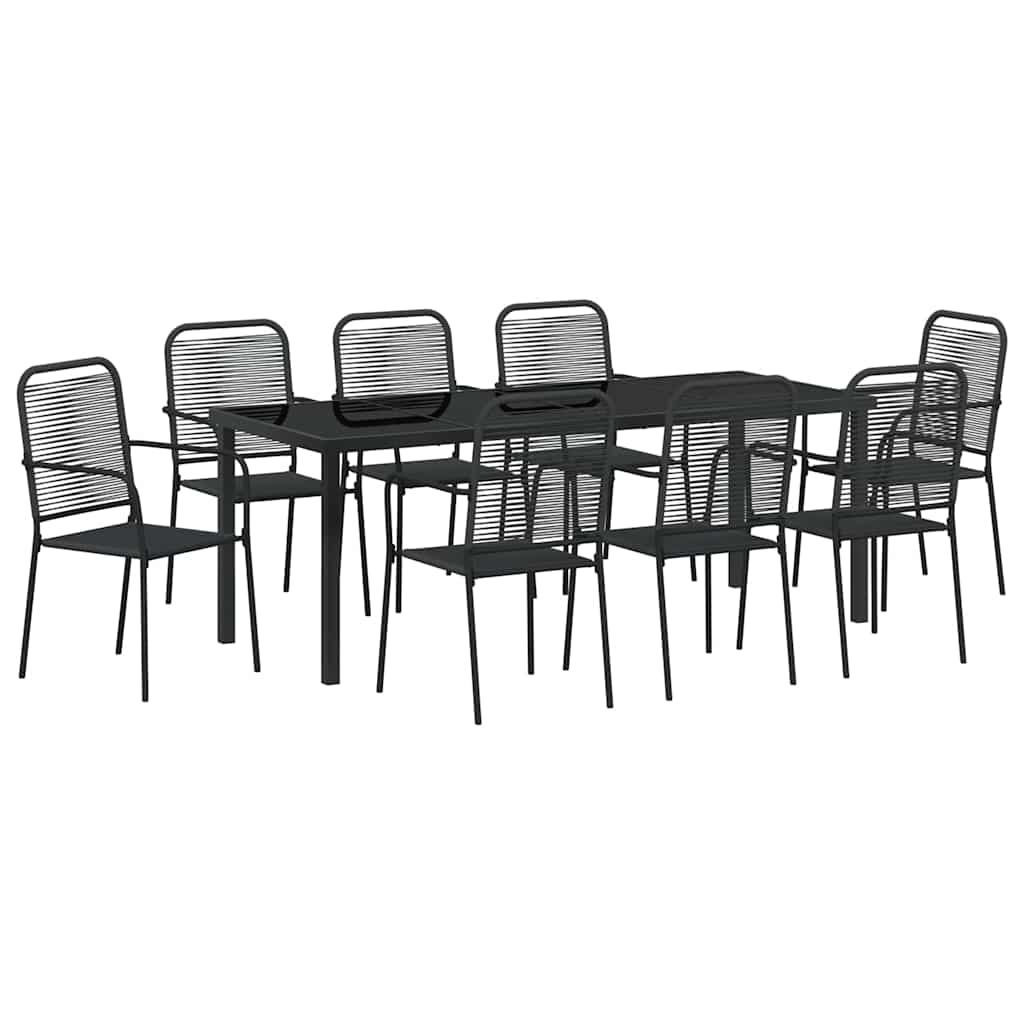 vidaXL Garden Dining Set 9 pcs Black Powder-Coated Steel