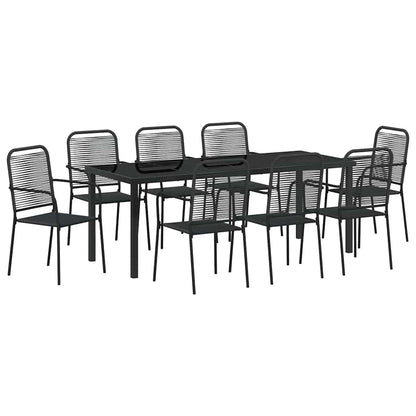 vidaXL Garden Dining Set 9 pcs Black Powder-Coated Steel