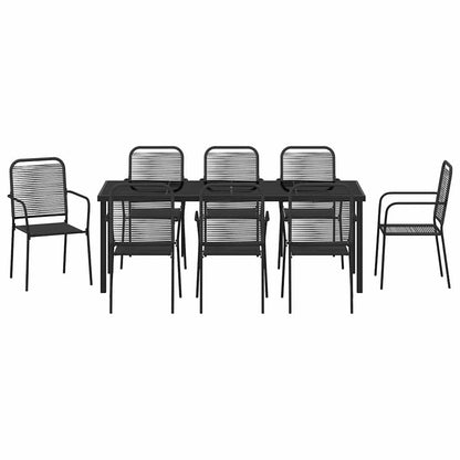vidaXL Garden Dining Set 9 pcs Black Powder-Coated Steel