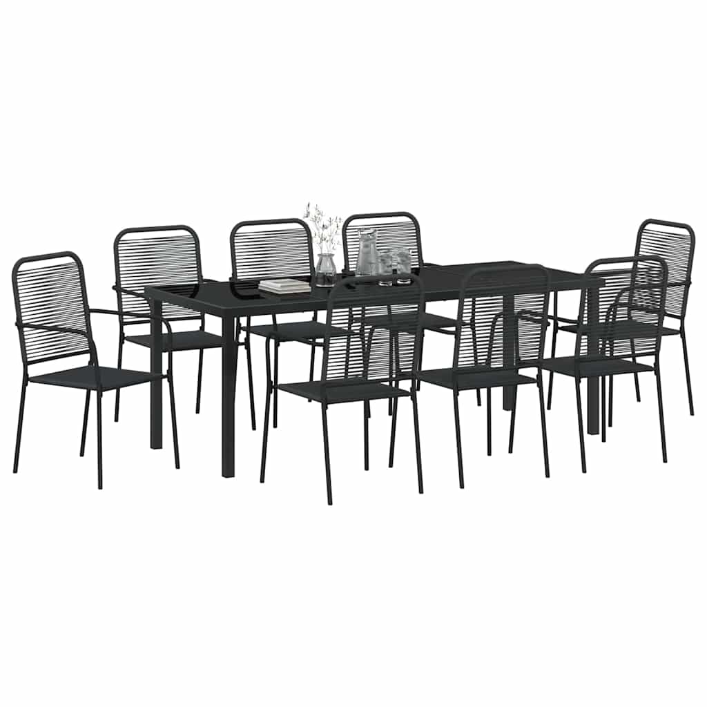 vidaXL Garden Dining Set 9 pcs Black Powder-Coated Steel