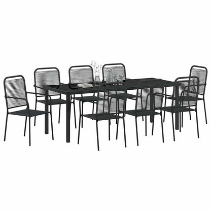 vidaXL Garden Dining Set 9 pcs Black Powder-Coated Steel