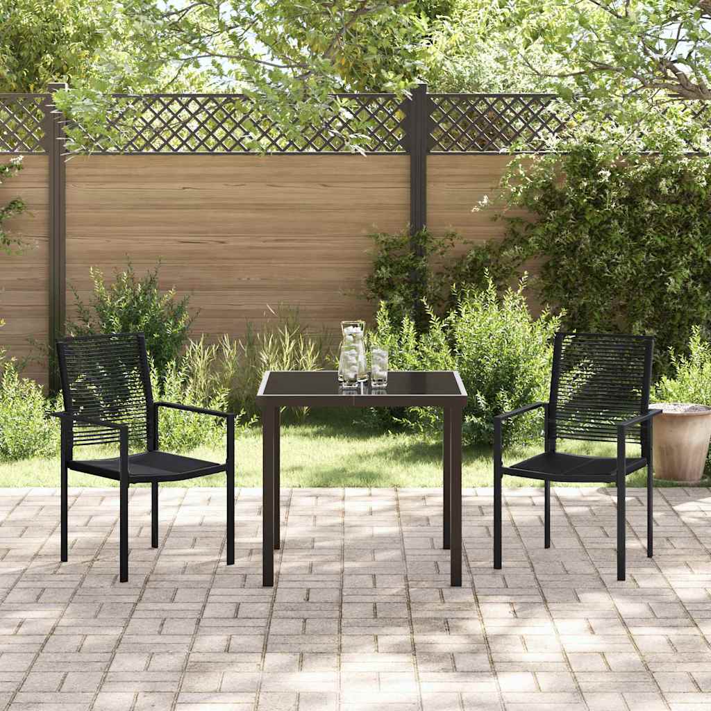 vidaXL Garden Dining Set 3 pcs Black Powder-Coated Steel