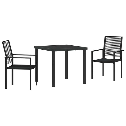vidaXL Garden Dining Set 3 pcs Black Powder-Coated Steel