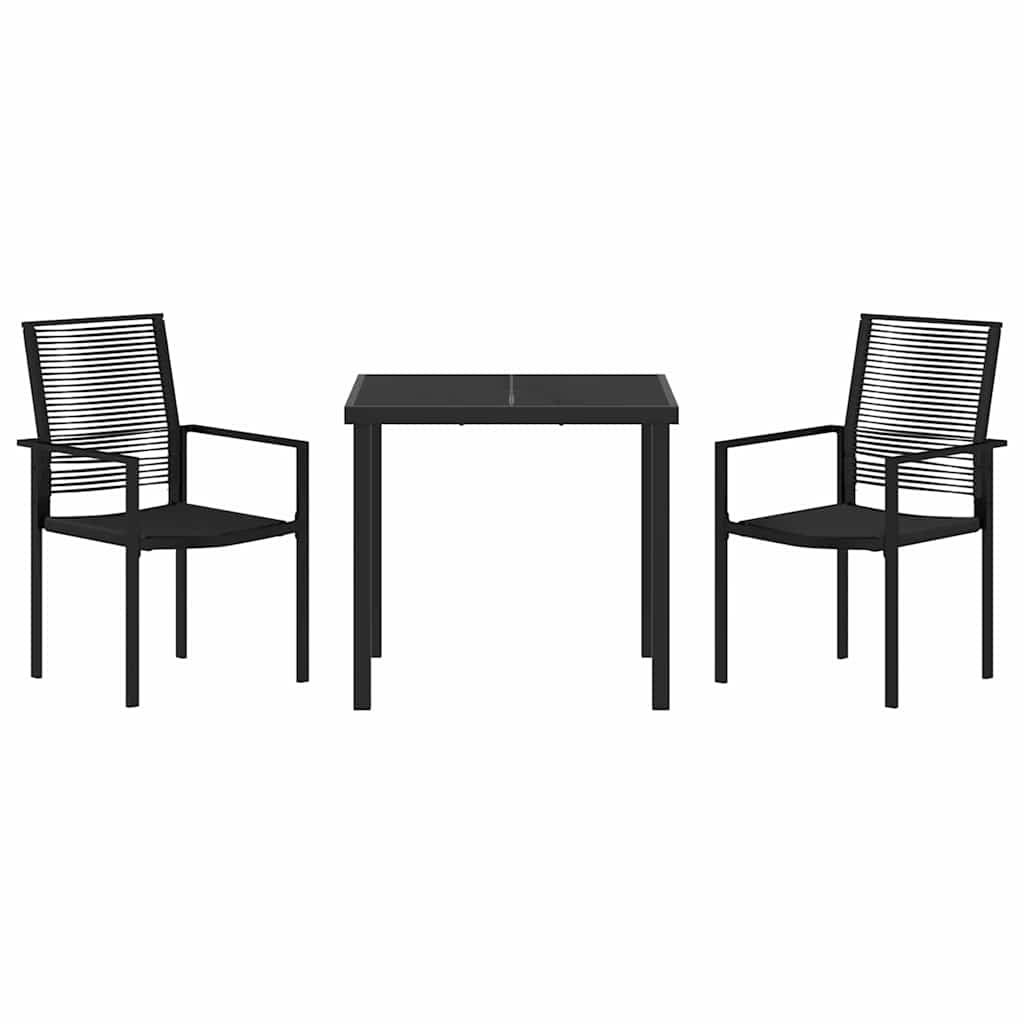 vidaXL Garden Dining Set 3 pcs Black Powder-Coated Steel