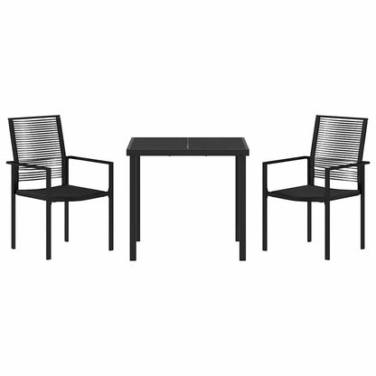 vidaXL Garden Dining Set 3 pcs Black Powder-Coated Steel