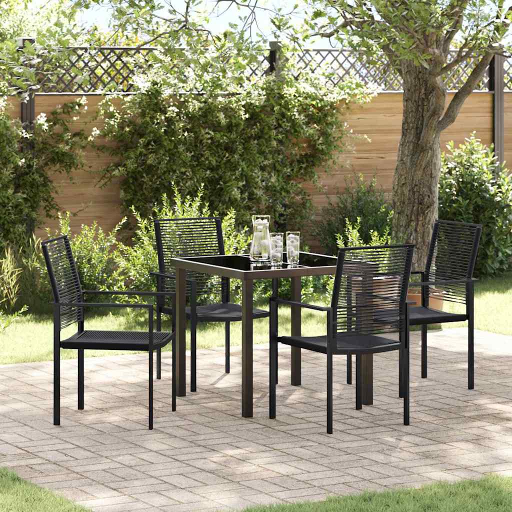 vidaXL Garden Dining Set 5 pcs Black Powder-Coated Steel