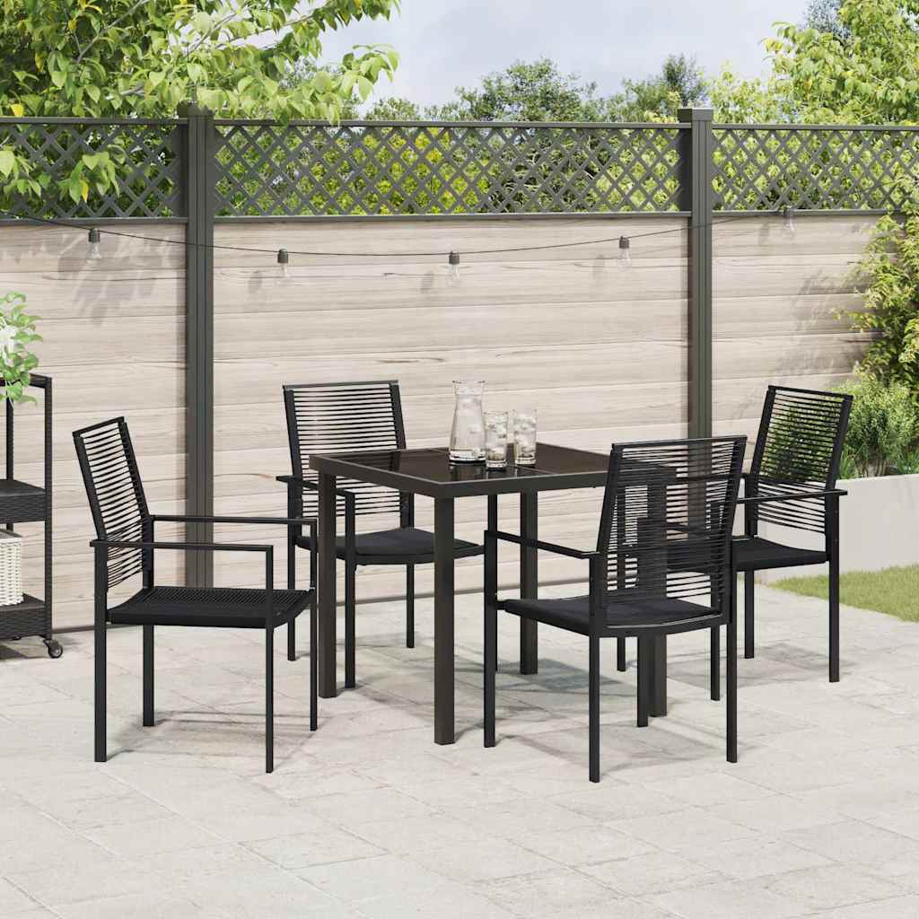vidaXL Garden Dining Set 5 pcs Black Powder-Coated Steel