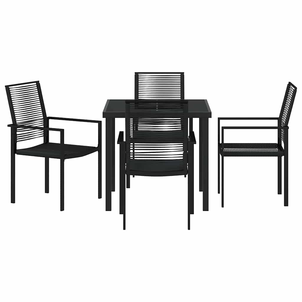 vidaXL Garden Dining Set 5 pcs Black Powder-Coated Steel