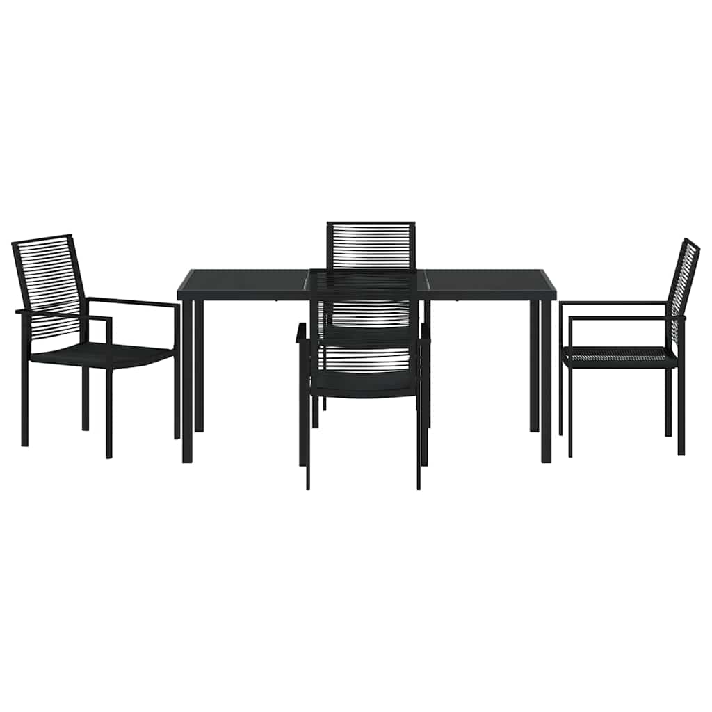 vidaXL Garden Dining Set 5 pcs Black Powder-Coated Steel