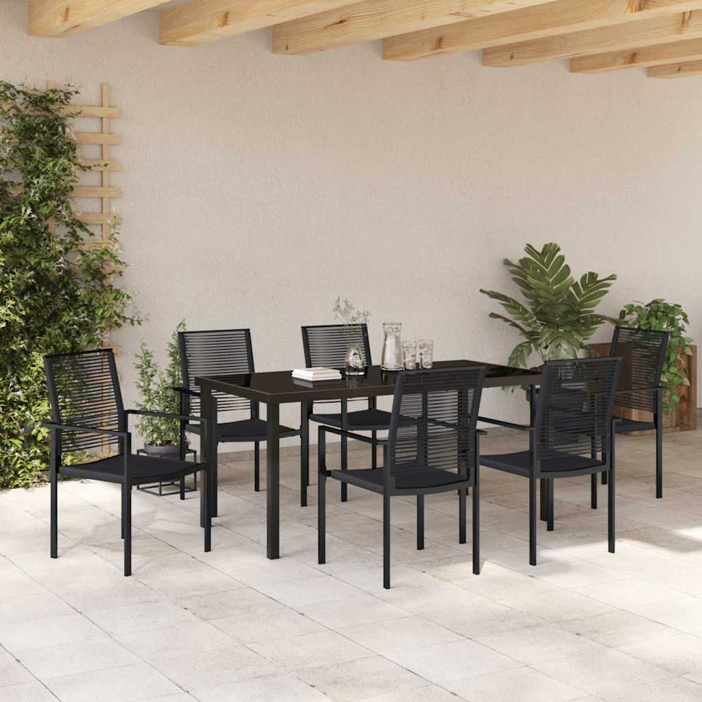 vidaXL Garden Dining Set 7 pcs Black Powder-Coated Steel