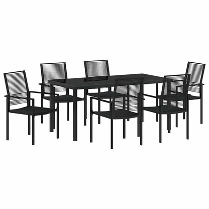 vidaXL Garden Dining Set 7 pcs Black Powder-Coated Steel