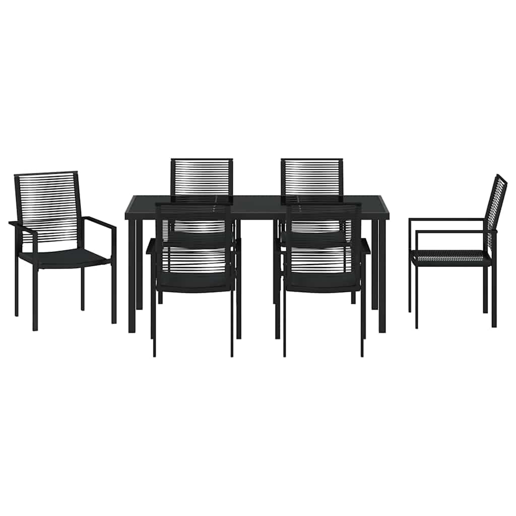 vidaXL Garden Dining Set 7 pcs Black Powder-Coated Steel