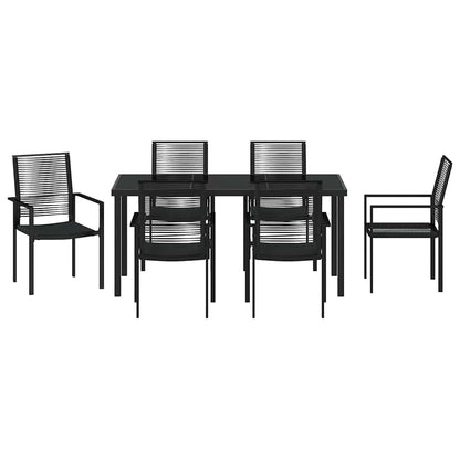vidaXL Garden Dining Set 7 pcs Black Powder-Coated Steel