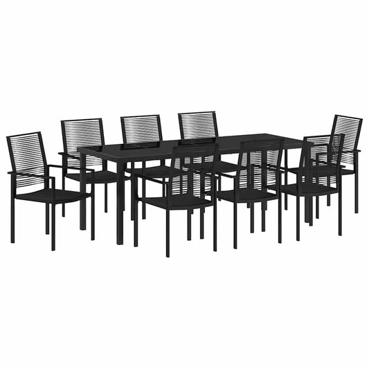 vidaXL Garden Dining Set 9 pcs Black Powder-Coated Steel