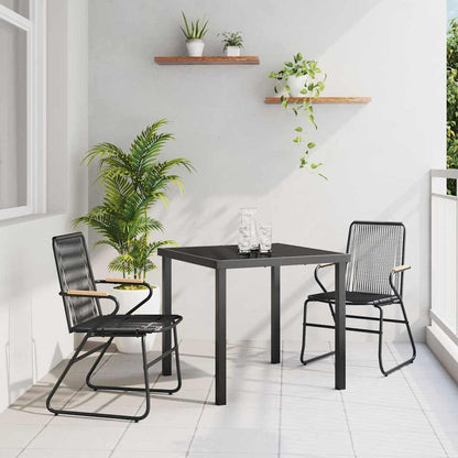 vidaXL Garden Dining Set 3 pcs Black Powder-Coated Steel