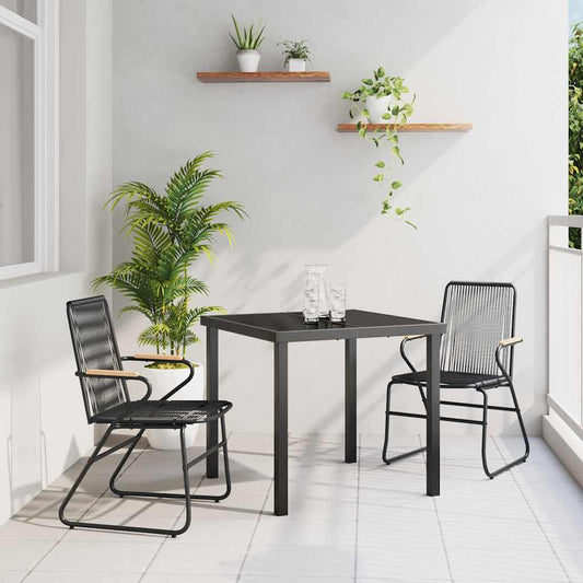 vidaXL Garden Dining Set 3 pcs Black Powder-Coated Steel