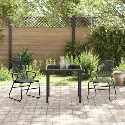 vidaXL Garden Dining Set 3 pcs Black Powder-Coated Steel