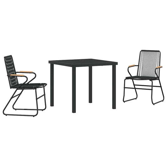 vidaXL Garden Dining Set 3 pcs Black Powder-Coated Steel