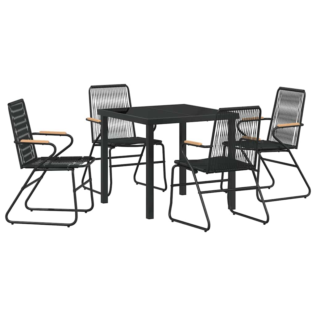 vidaXL Garden Dining Set 5 pcs Black Powder-Coated Steel