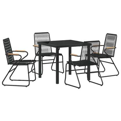 vidaXL Garden Dining Set 5 pcs Black Powder-Coated Steel
