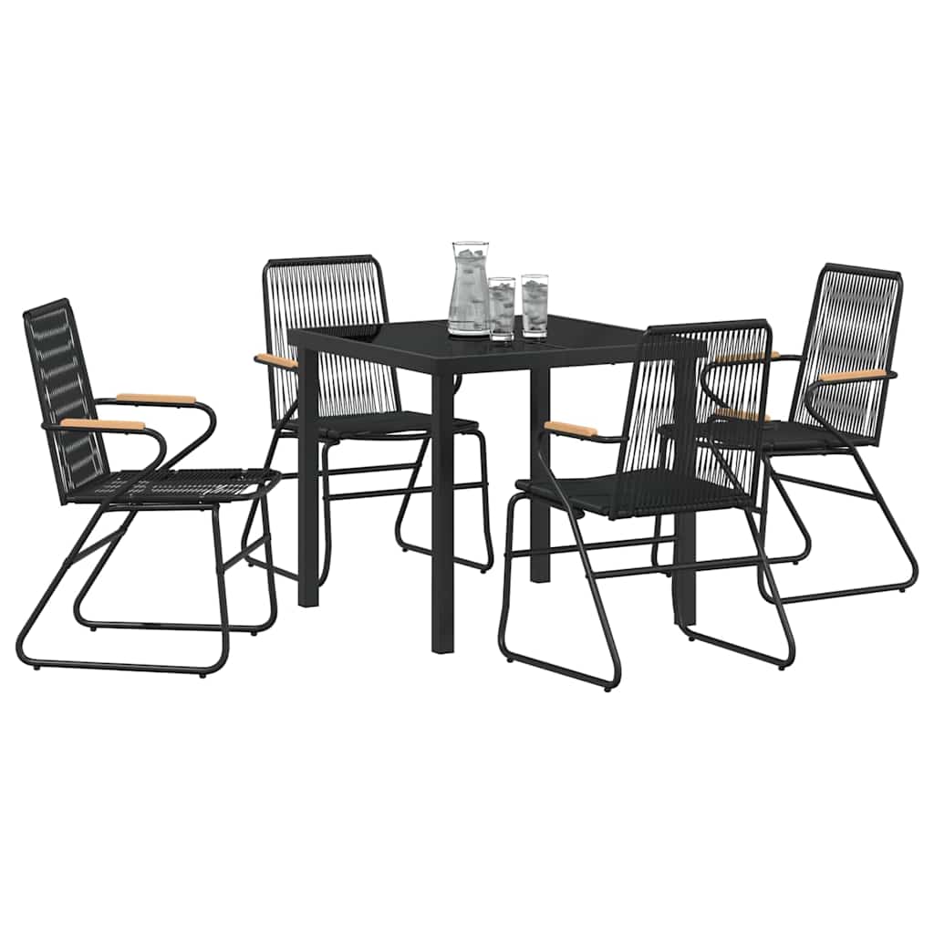 vidaXL Garden Dining Set 5 pcs Black Powder-Coated Steel