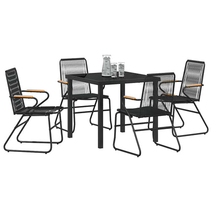 vidaXL Garden Dining Set 5 pcs Black Powder-Coated Steel