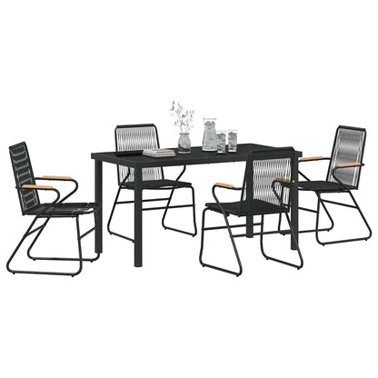vidaXL Garden Dining Set 5 pcs Black Powder-Coated Steel