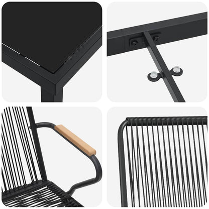 vidaXL Garden Dining Set 5 pcs Black Powder-Coated Steel