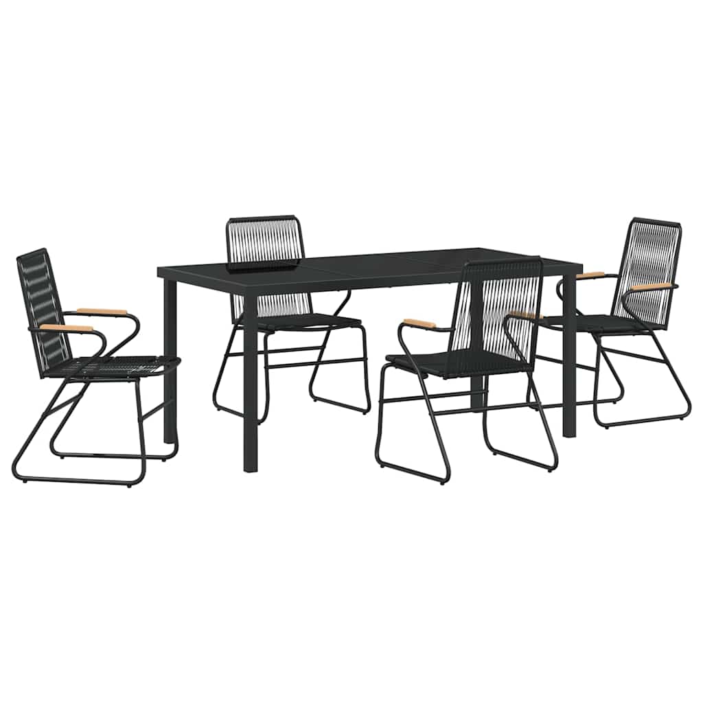 vidaXL Garden Dining Set 5 pcs Black Powder-Coated Steel