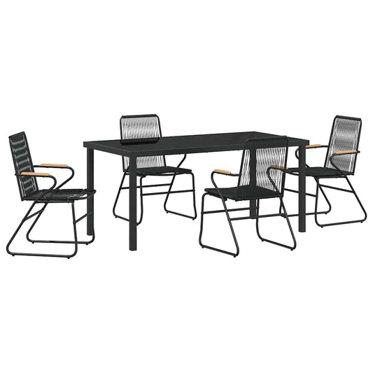 vidaXL Garden Dining Set 5 pcs Black Powder-Coated Steel