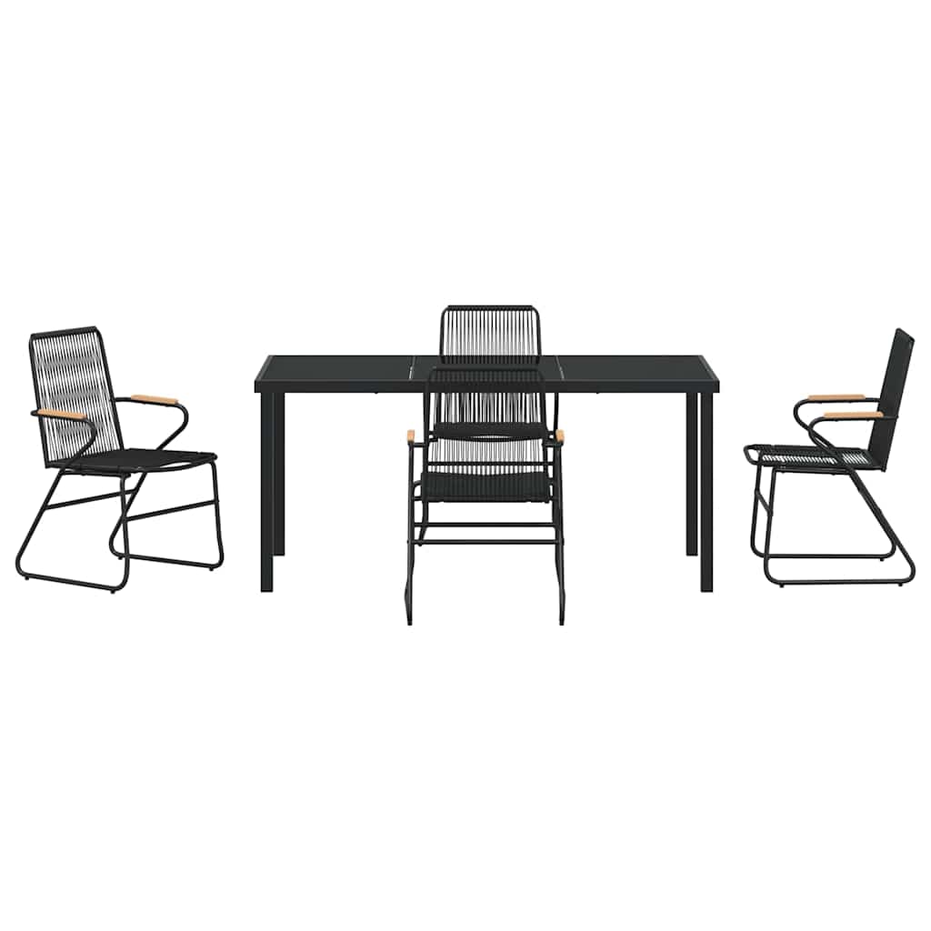 vidaXL Garden Dining Set 5 pcs Black Powder-Coated Steel