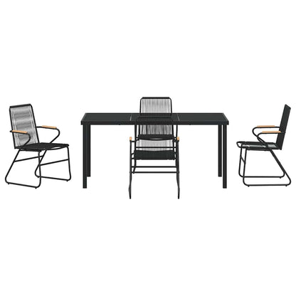vidaXL Garden Dining Set 5 pcs Black Powder-Coated Steel