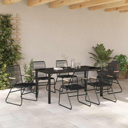 vidaXL Garden Dining Set 7 pcs Black Powder-Coated Steel