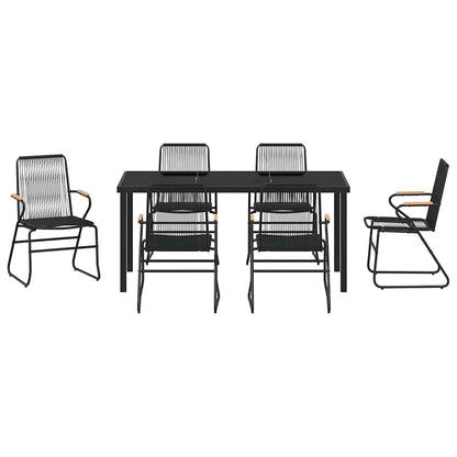 vidaXL Garden Dining Set 7 pcs Black Powder-Coated Steel