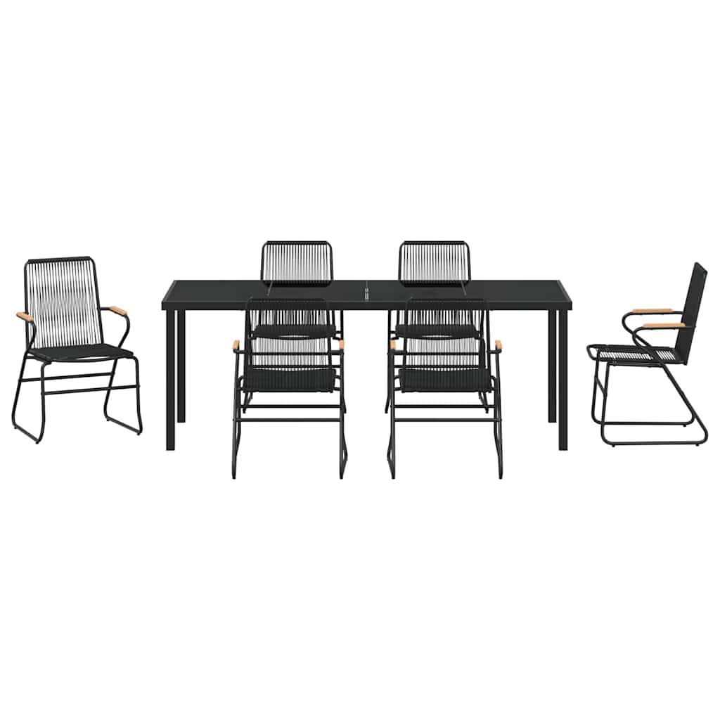 vidaXL Garden Dining Set 7 pcs Black Powder-Coated Steel