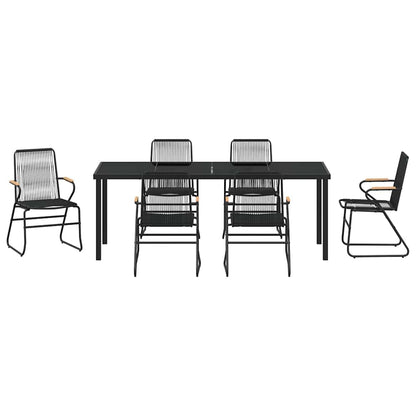 vidaXL Garden Dining Set 7 pcs Black Powder-Coated Steel