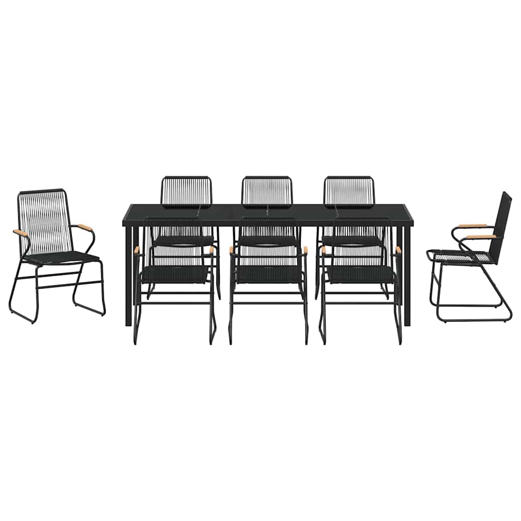 vidaXL Garden Dining Set 9 pcs Black Powder-Coated Steel