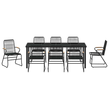 vidaXL Garden Dining Set 9 pcs Black Powder-Coated Steel