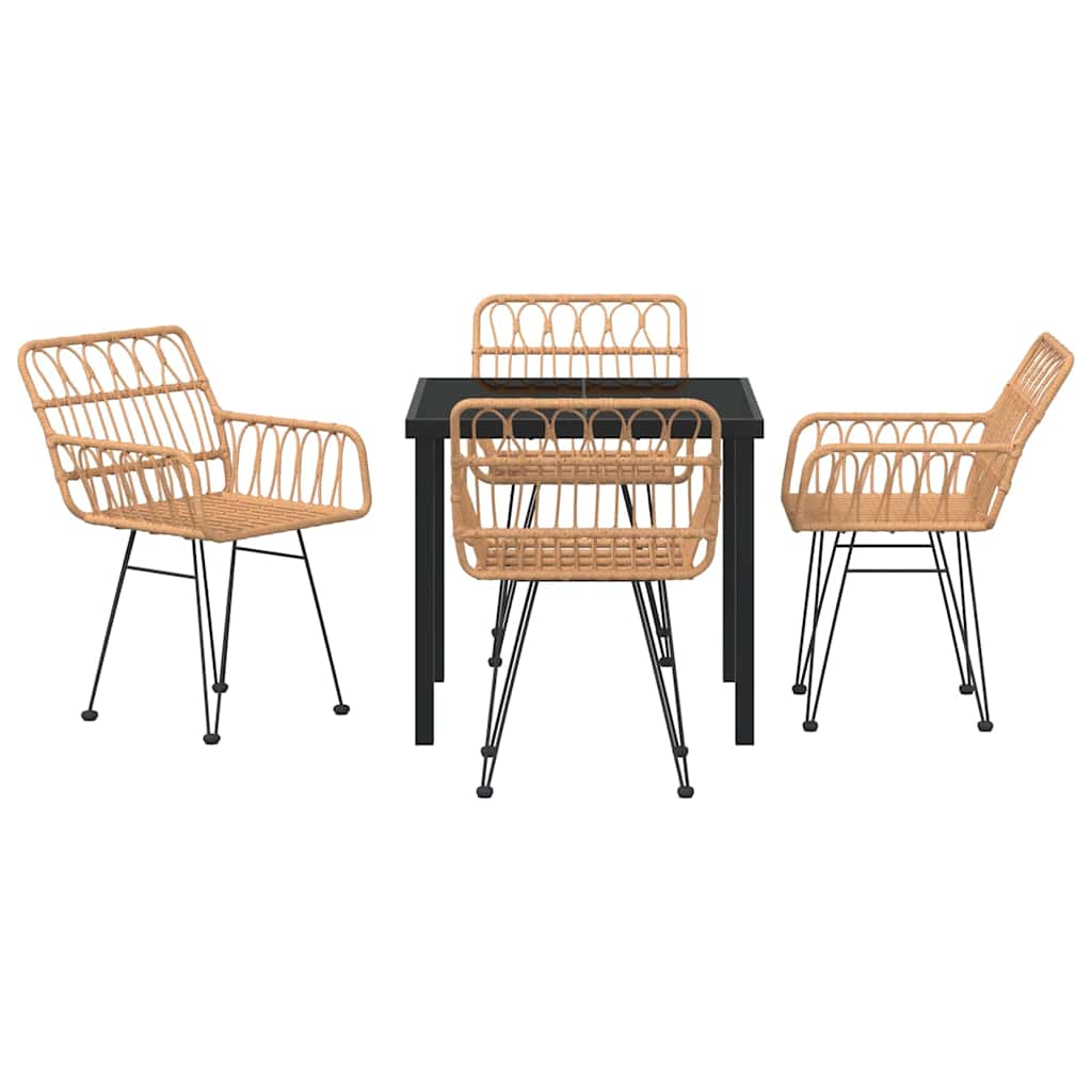 vidaXL Garden Dining Set 5 pcs Brown Powder-Coated Steel