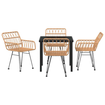 vidaXL Garden Dining Set 5 pcs Brown Powder-Coated Steel