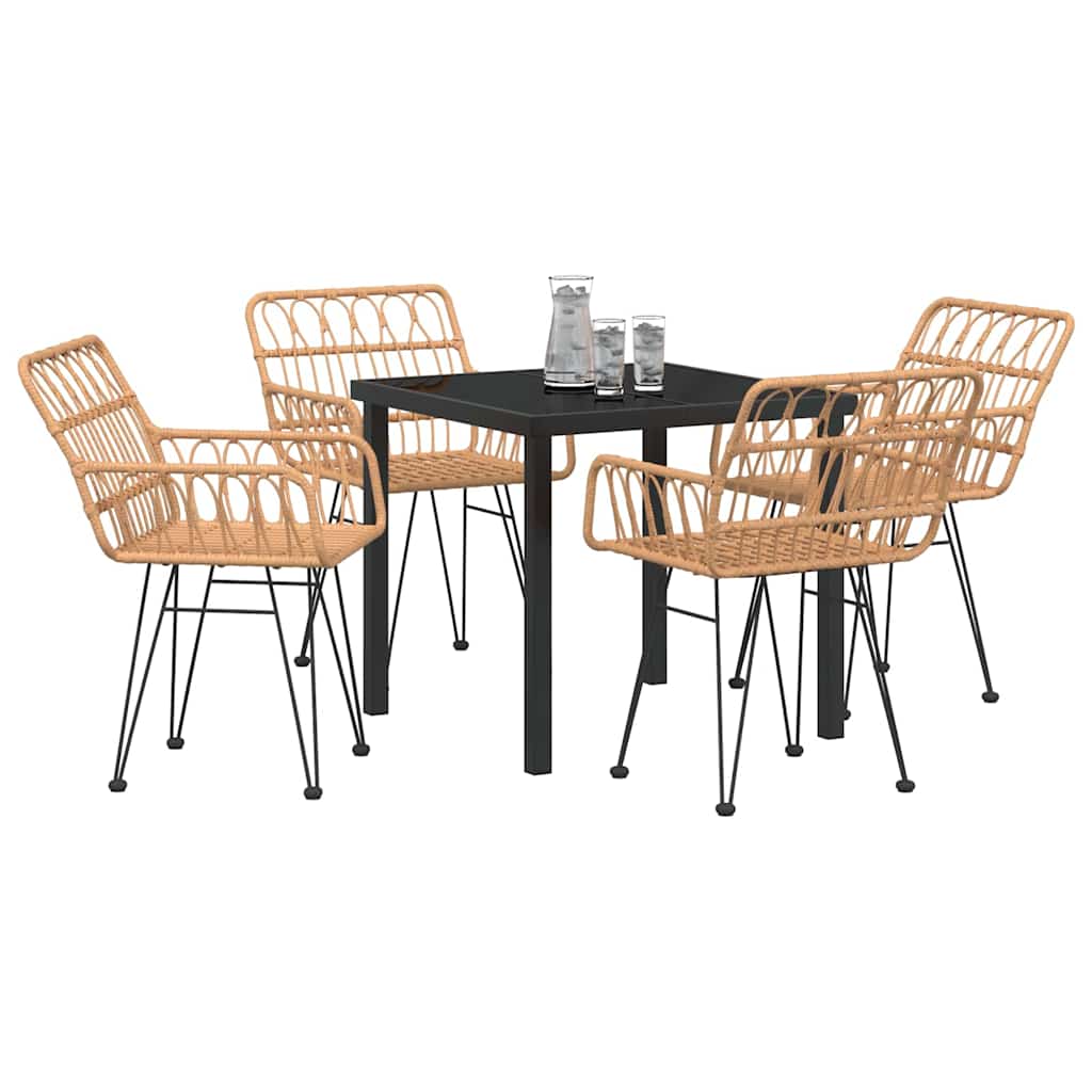 vidaXL Garden Dining Set 5 pcs Brown Powder-Coated Steel