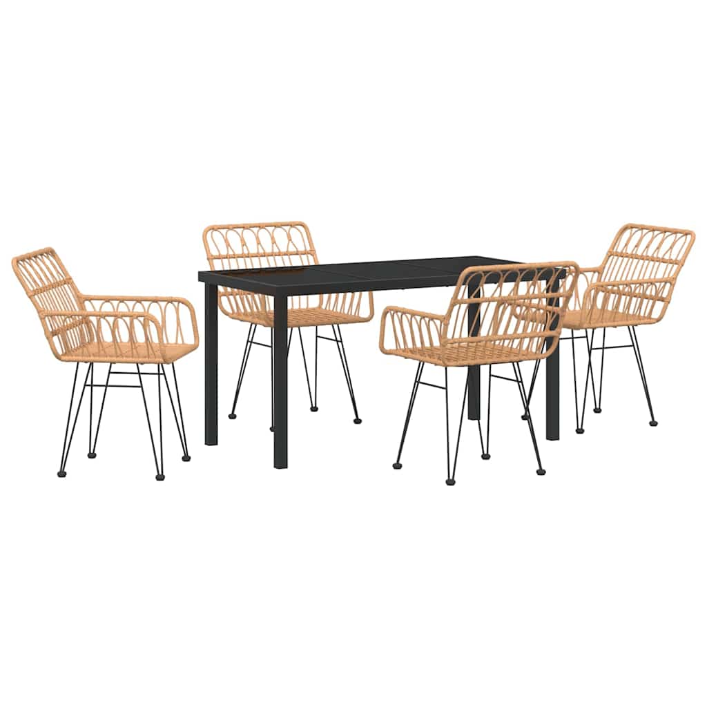 vidaXL Garden Dining Set 5 pcs Brown Powder-Coated Steel
