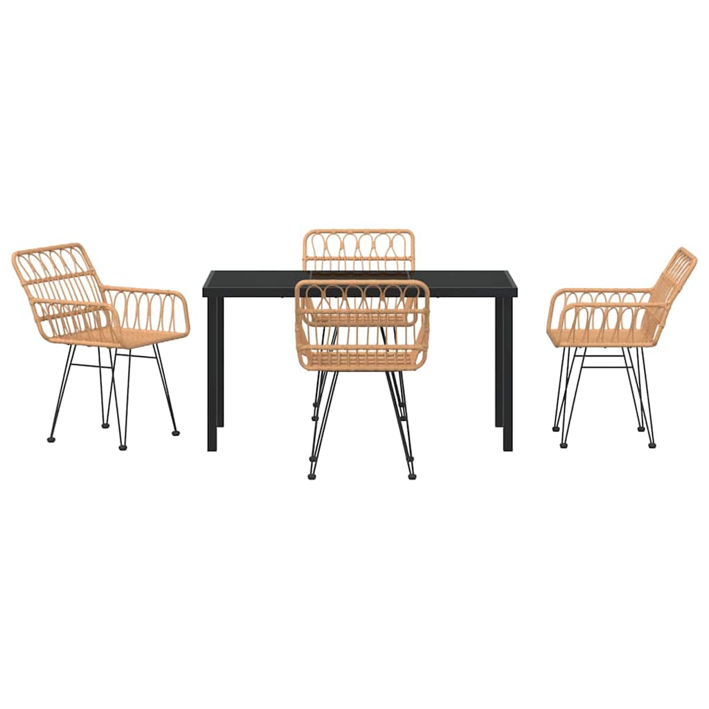 vidaXL Garden Dining Set 5 pcs Brown Powder-Coated Steel