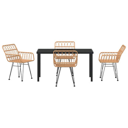 vidaXL Garden Dining Set 5 pcs Brown Powder-Coated Steel