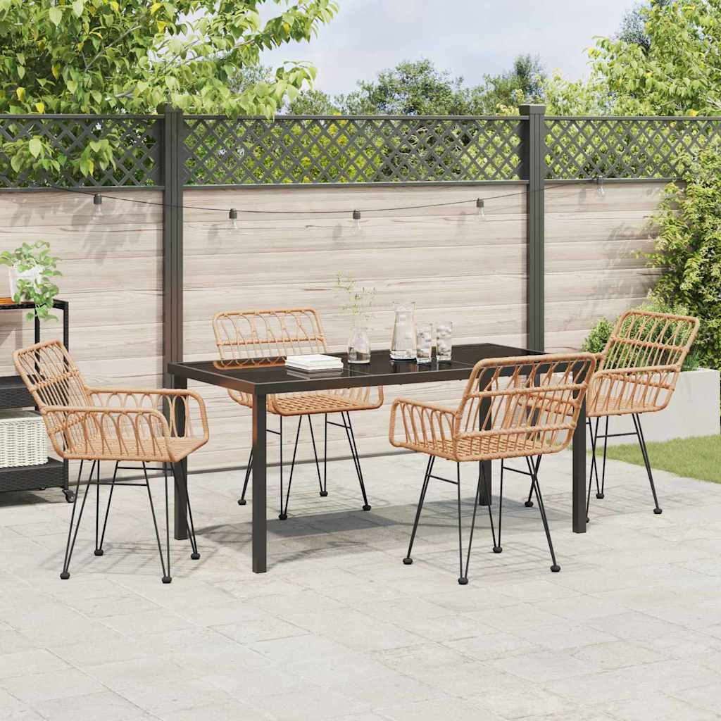 vidaXL Garden Dining Set 5 pcs Brown Powder-Coated Steel