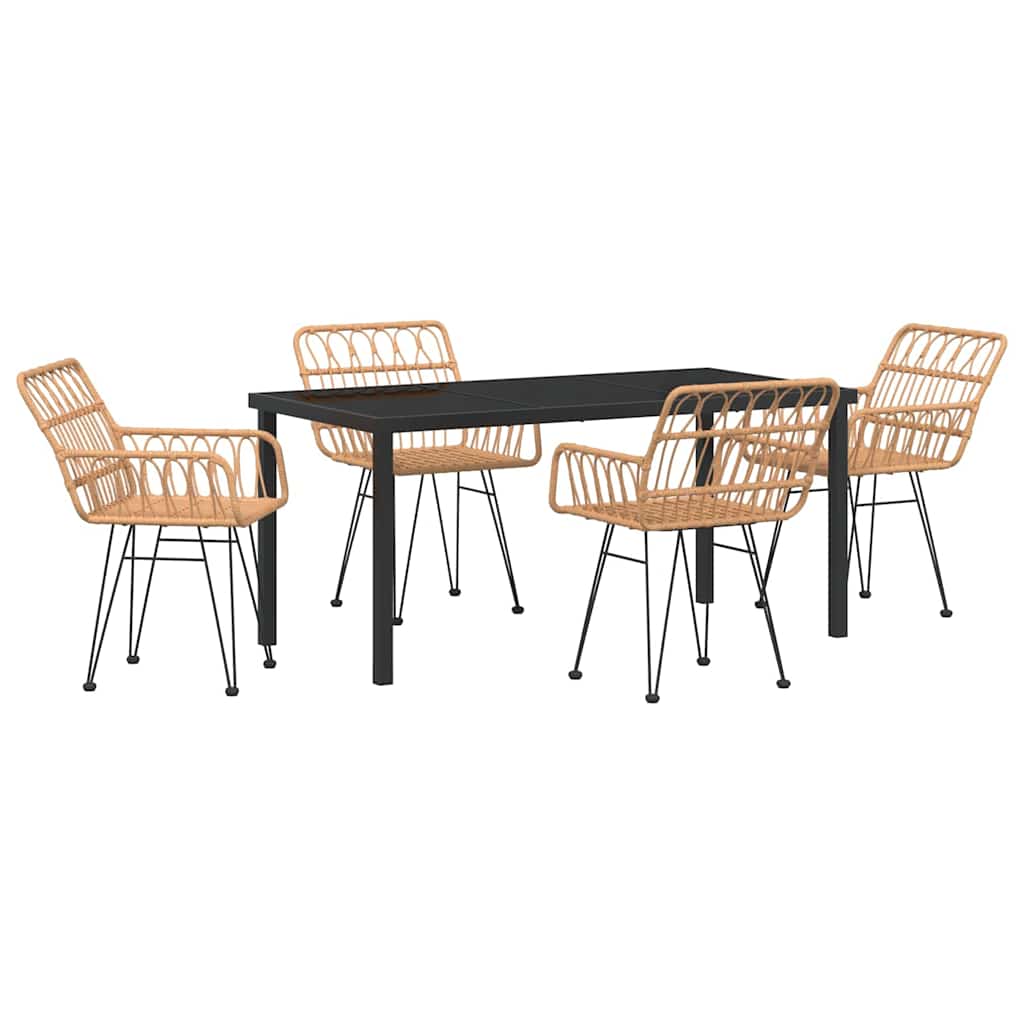 vidaXL Garden Dining Set 5 pcs Brown Powder-Coated Steel