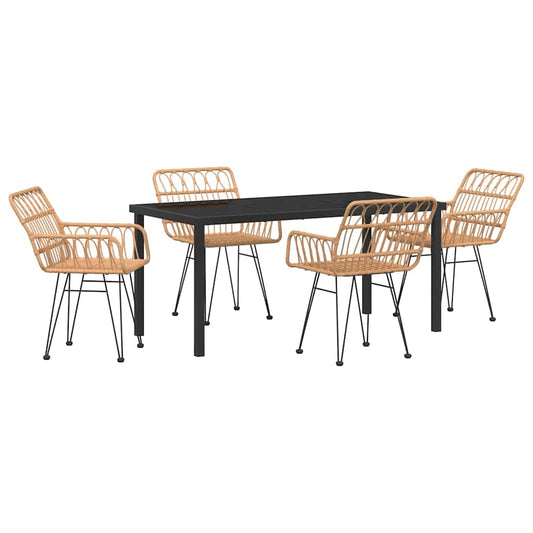 vidaXL Garden Dining Set 5 pcs Brown Powder-Coated Steel