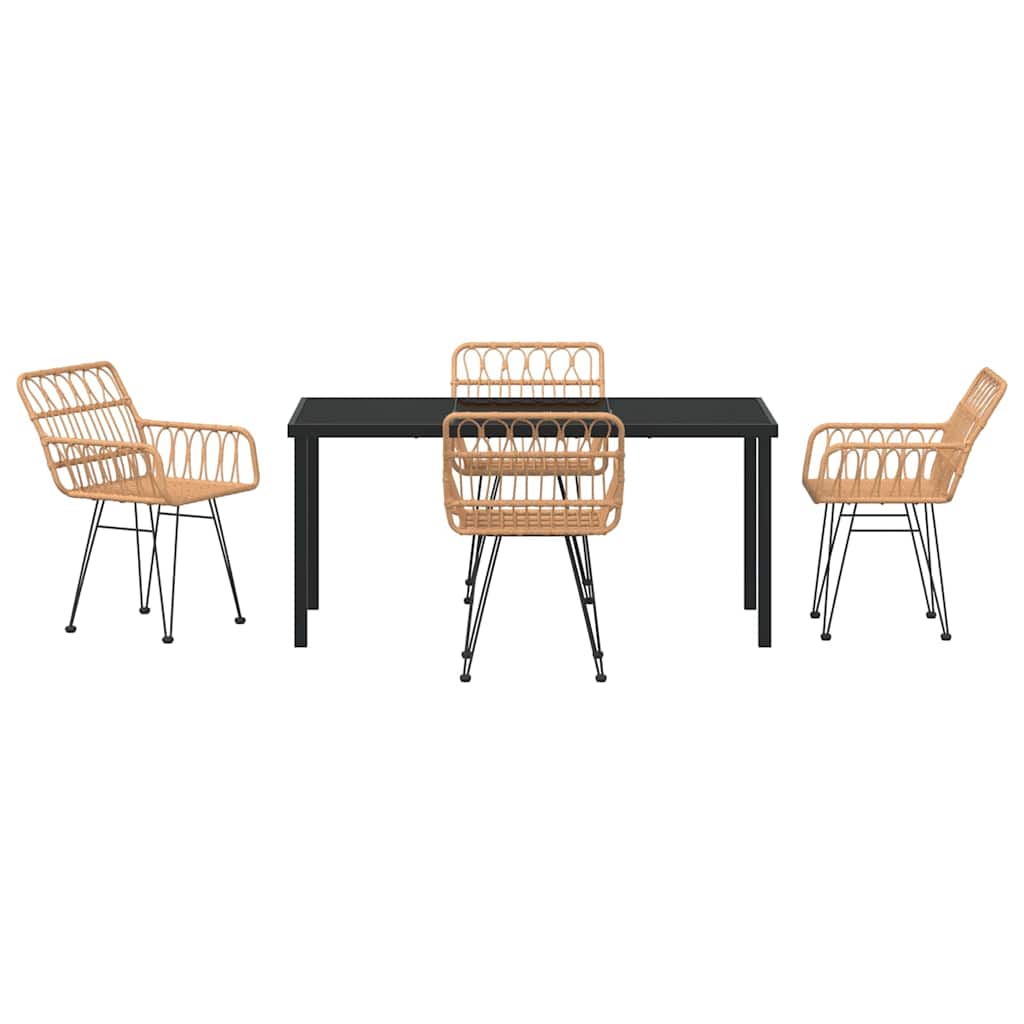 vidaXL Garden Dining Set 5 pcs Brown Powder-Coated Steel