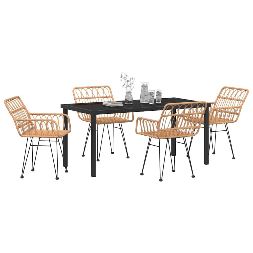 vidaXL Garden Dining Set 5 pcs Brown Powder-Coated Steel