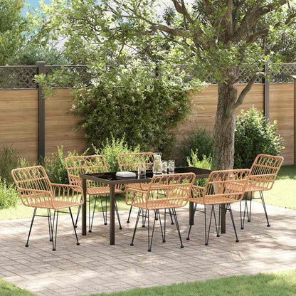 vidaXL Garden Dining Set 7 pcs Brown Powder-Coated Steel